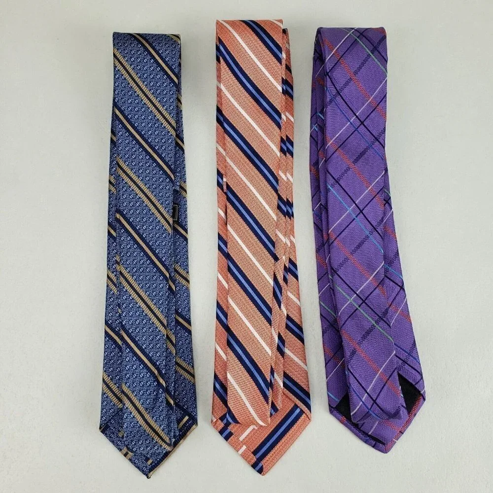 Jos A Bank Reserve 100% Silk Necktie *LOT OF 3* Blue Orange Purple 3 x 59 Tie